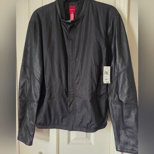 Men's Black Leather Sleeve Jacket